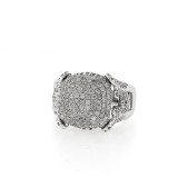 1.92 Cts. 14K White Gold Clustered Ladies Diamond Cocktail Ring